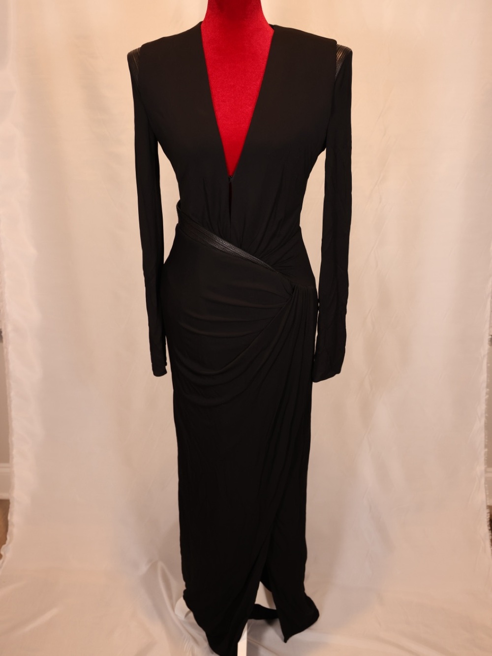 Versace maxi dress with leather accents